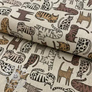Tissu déco Linenlook Cat wildlife art