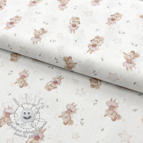 Tissu coton Fairy mouse white digital print