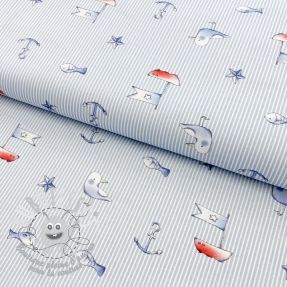 Tissu coton Seagull light blue digital print