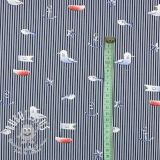 Tissu coton Seagull navy digital print