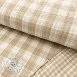 Tissu double gaze/mousseline Double sided CHECKS MINI beige