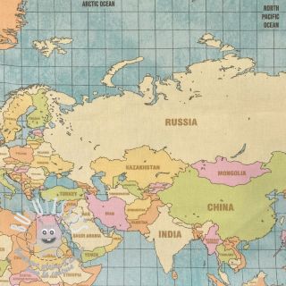 Tissu déco premium World map vintage