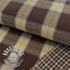 Tissu double gaze/mousseline Double sided CHECKS brown combo