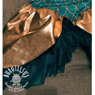 Tulle pour jupe tutu ROYAL SPARKLE petrol gold