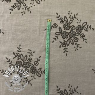Tissu coton Embroidery Bouquet sand