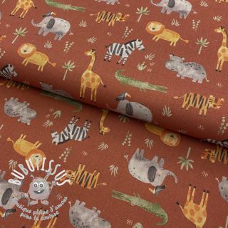 Tissu coton Safari party brique digital print