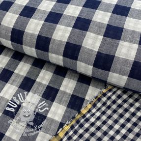 Tissu double gaze/mousseline Double sided CHECKS MINI navy