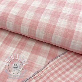 Tissu double gaze/mousseline Double sided CHECKS MINI old rose