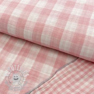 Tissu double gaze/mousseline Double sided CHECKS MINI old rose