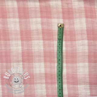 Tissu double gaze/mousseline Double sided CHECKS MINI old rose