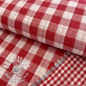 Tissu double gaze/mousseline Double sided CHECKS MINI red