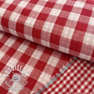 Tissu double gaze/mousseline Double sided CHECKS MINI red