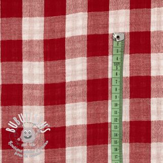 Tissu double gaze/mousseline Double sided CHECKS MINI red