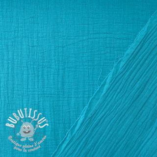 Tissu double gaze/mousseline BAMBOU ocean blue