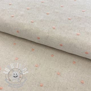 Viscose lin embroidery Dots rose