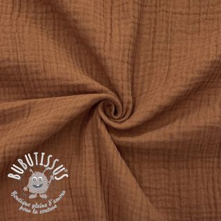 Tissu double gaze/mousseline cognac ORGANIC