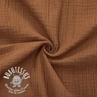 Tissu double gaze/mousseline cognac ORGANIC