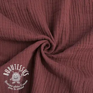 Tissu double gaze/mousseline rouge ORGANIC