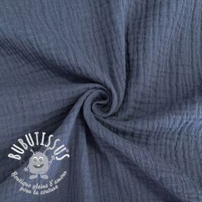 Tissu double gaze/mousseline jeans blue ORGANIC