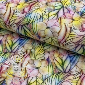 Tissu double gaze/mousseline Rainbow bouquet design C digital print