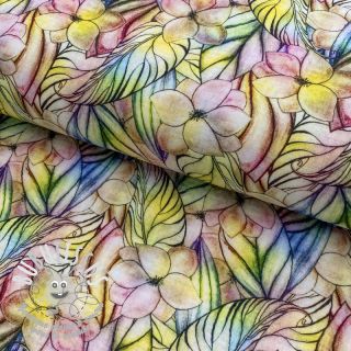 Tissu double gaze/mousseline Rainbow bouquet design C digital print