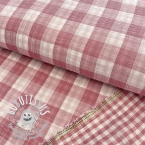 Tissu double gaze/mousseline Double sided CHECKS MINI mauve