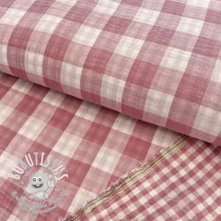 Tissu double gaze/mousseline Double sided CHECKS MINI mauve