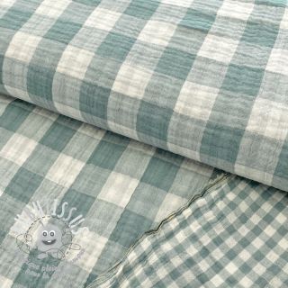 Tissu double gaze/mousseline Double sided CHECKS MINI green