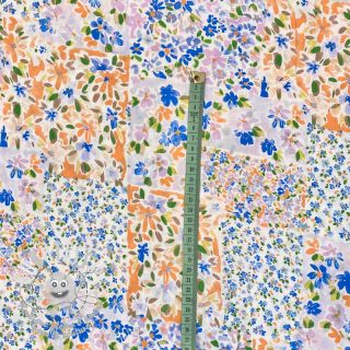 Viscose RADIANCE Patchwork flowers indigo digital print