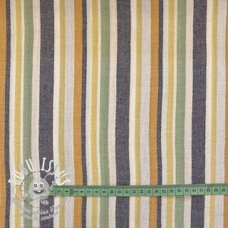 Tissu double gaze/mousseline yarn dyed Stripe green