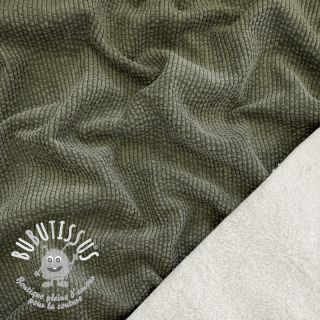 Tissu velours cotelé FAUX FUR moss green