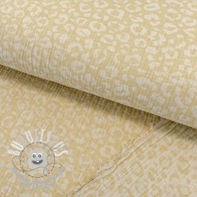 Tissu double gaze/mousseline jacquard Animal yellow ecru