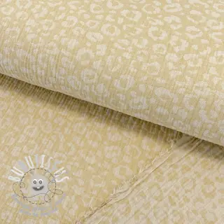 Tissu double gaze/mousseline jacquard Animal yellow ecru
