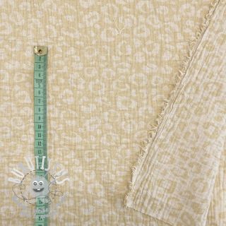 Tissu double gaze/mousseline jacquard Animal yellow ecru