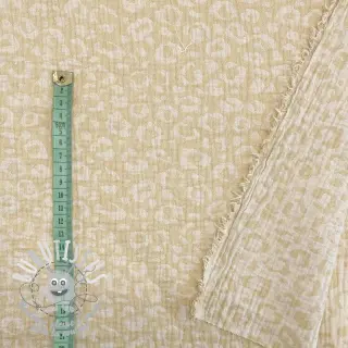 Tissu double gaze/mousseline jacquard Animal yellow ecru