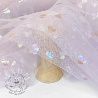 Tulle pour jupe tutu Rainbow HEARTS lilac