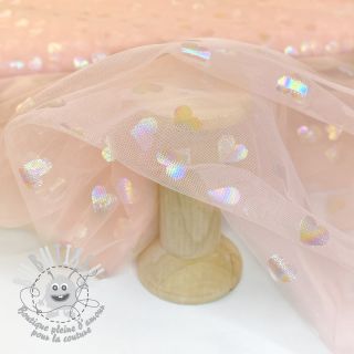 Tulle pour jupe tutu Rainbow HEARTS light pink