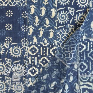 Tissu coton UNIQUE BATIK design S patchwork navy