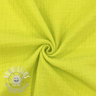 Tissu double gaze/mousseline NEON YELLOW ORGANIC