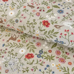 Tissu déco Linenlook Floral animal garden