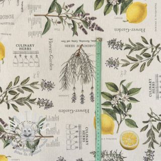 Tissu déco Linenlook Lavender citrus recipe digital print