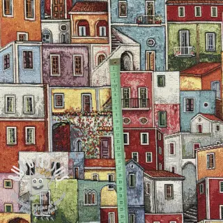 Tissu déco GOBELIN PREMIUM Happy colourful village