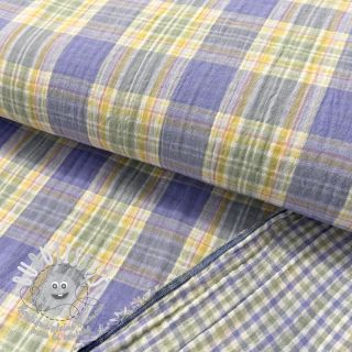 Tissu double gaze/mousseline Double sided CHECKER purple digital print