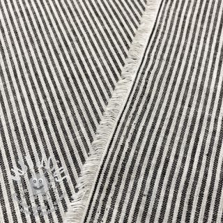 Tissu mélange lin et cotton Lira medium stripe black