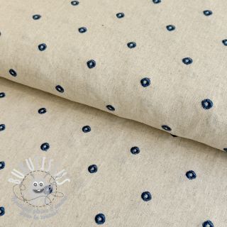Viscose lin Embroidery square indigo