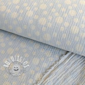 Tissu double gaze/mousseline JACQUARD Dots light blue