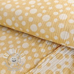 Tissu double gaze/mousseline JACQUARD Dots dark yellow