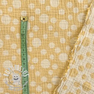 Tissu double gaze/mousseline JACQUARD Dots dark yellow