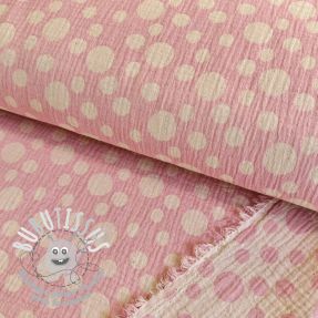 Tissu double gaze/mousseline JACQUARD Dots pink