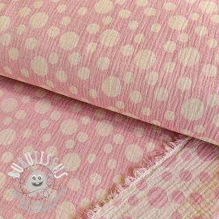 Tissu double gaze/mousseline JACQUARD Dots pink